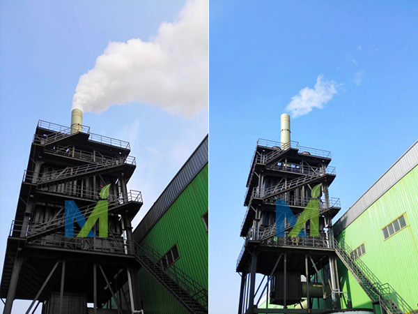 寧夏鋅冶煉濕式靜電除塵器運(yùn)行前后效果對比圖